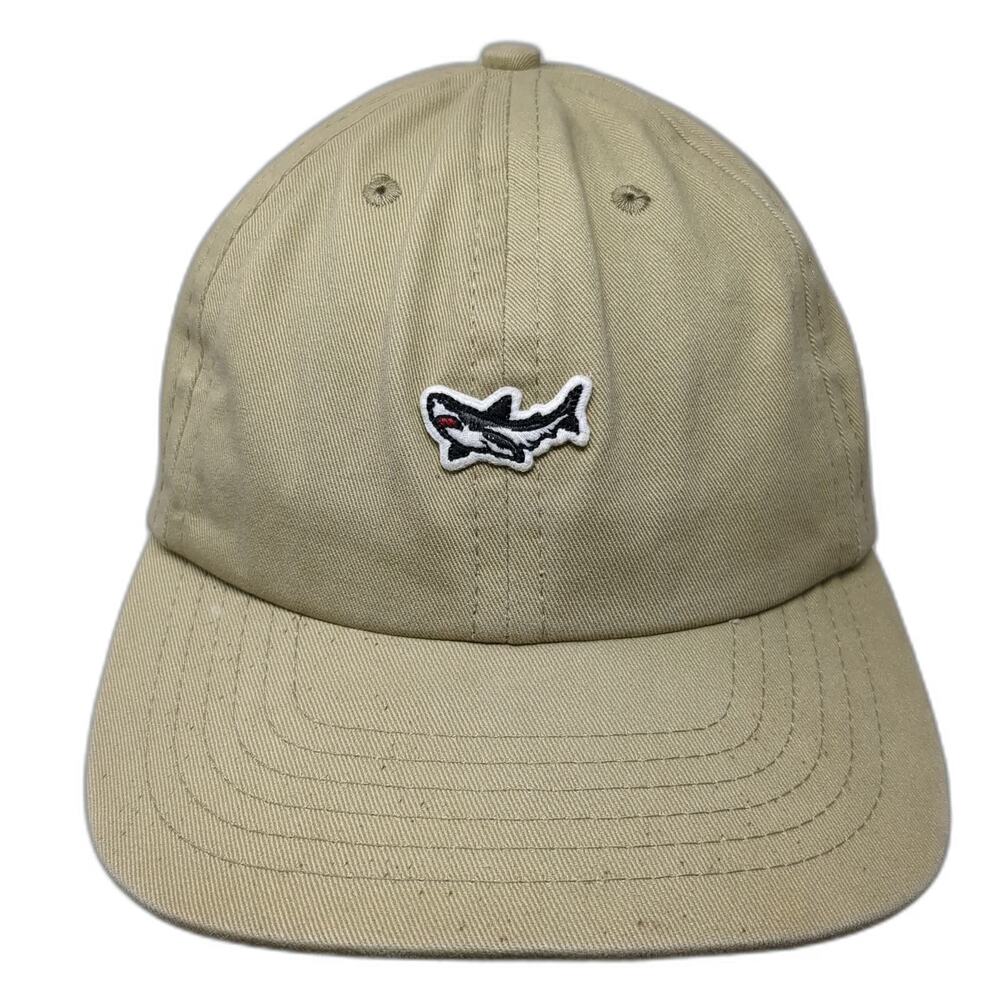 Dark Seas Snapback Hat Beige One Size Shark Logo Embroidered Baseball Cap